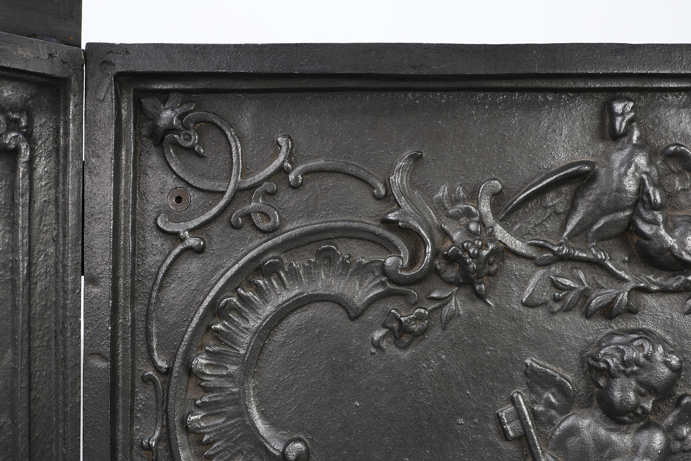 Antique Rococo style Fireback in cast iron, France ca. 1780 thumbnail
